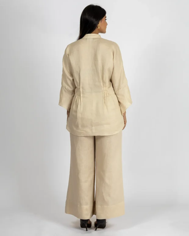 Alternative view of Linen Beige Shirt And Pants Co-Ord Set