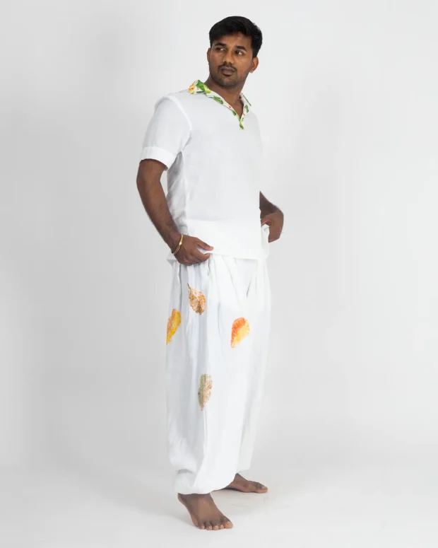 Alternative view of White Cashew Printed Shirt with Harem Pants