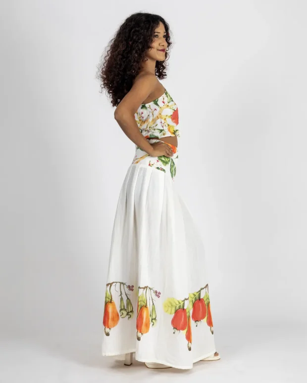 Alternative view of White Cashew Printed Crop Top with Long Skirt
