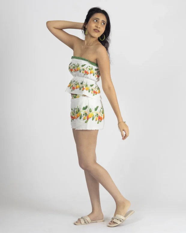 Alternative view of White Cashew Printed Tube Top with Shorts