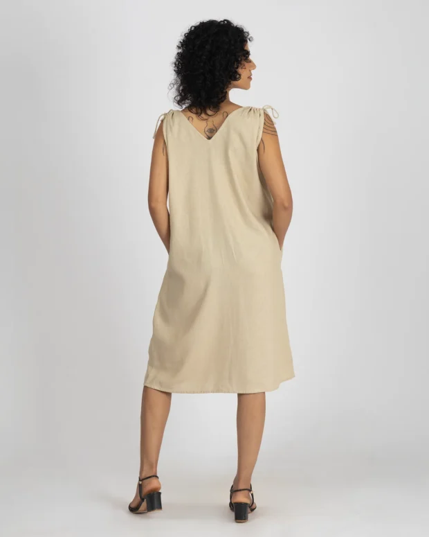 Alternative view of Beige Linen Midi Dress