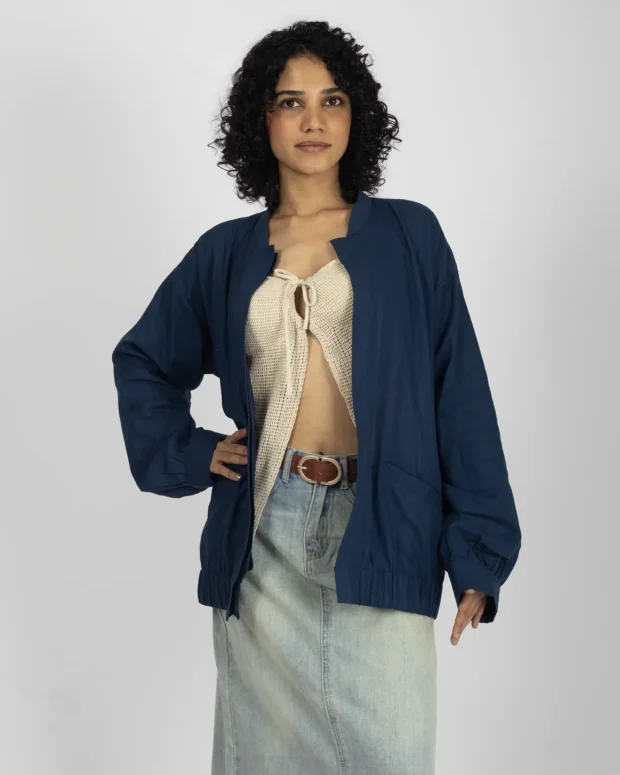 Prussian Blue Linen Jacket