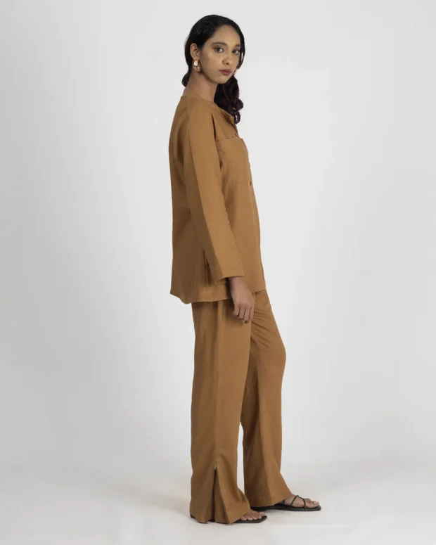Alternative view of Mustard Brown Linen Co-Ord Set