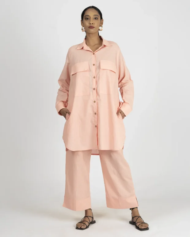 Melon Pink Linen Co-Ord Set