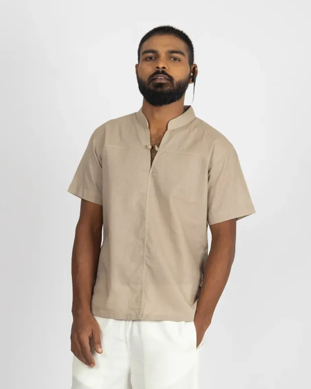 Beige Linen Short Kurta