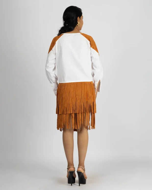 Alternative view of Brown Suede Fringe Skirt