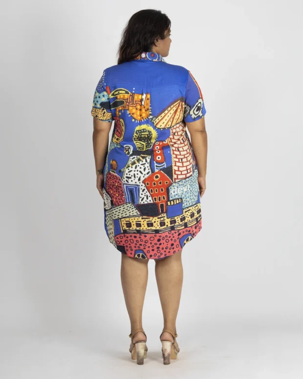 Alternative view of Royal Blue Artistic Digital Printed  Shirt Dress