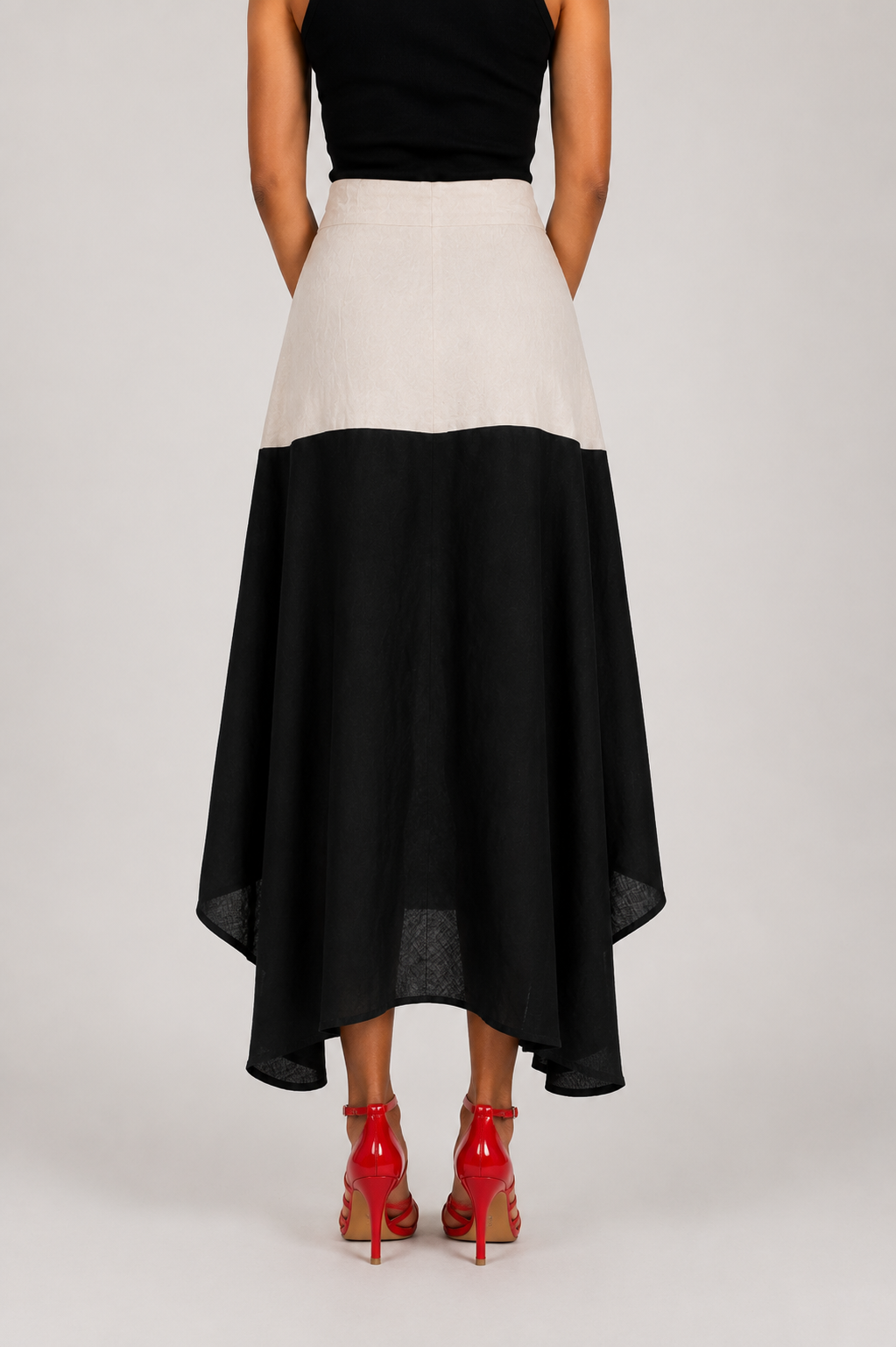 Black & White Cotton Skirt - Image 3