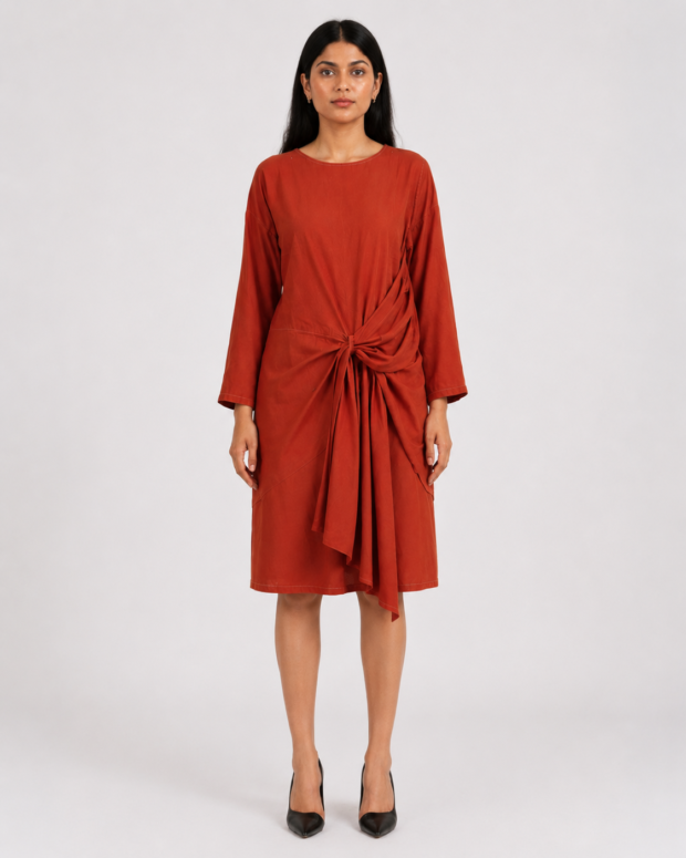 Rust Draped Maxi Dress