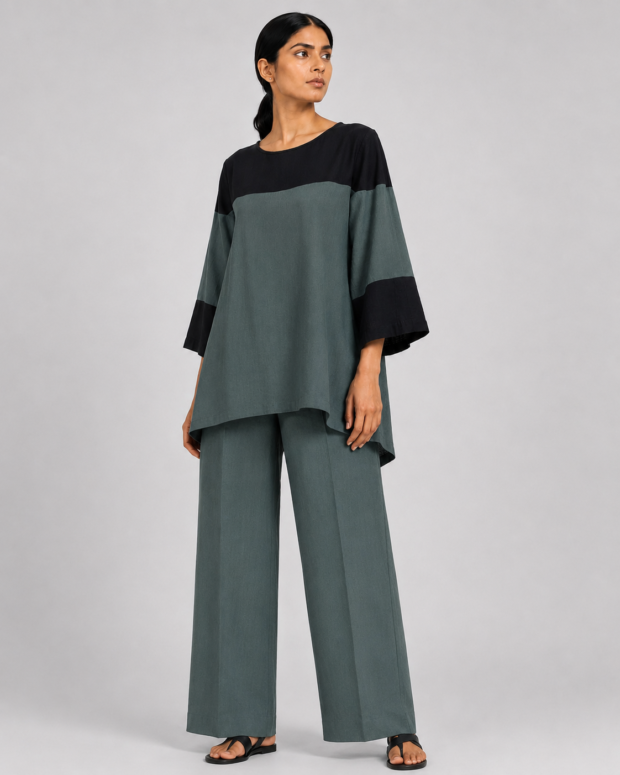 Sage Green Color-Block Co-ord Set