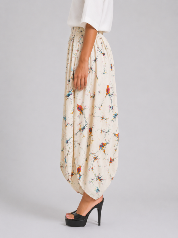 Alternative view of Bird Print Draped Harem Pants