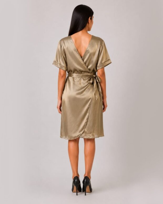 Alternative view of Elegant Satin Wrap Dress