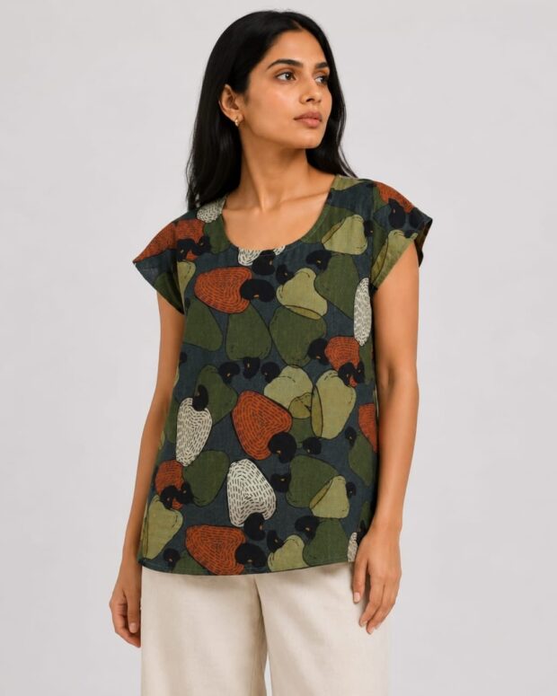 Abstract Printed Relaxed Fit Top