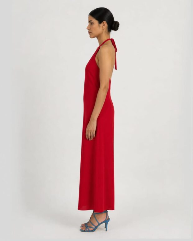 Alternative view of Bold Red Halter Wide Leg Jumpsuit