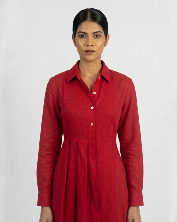 Alternative view of Red Open-Back Shirt Dress