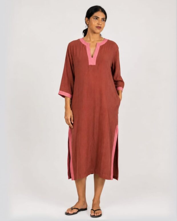 Earthy Rust Midi Dress