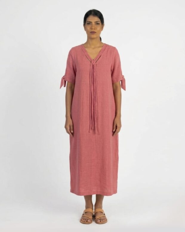 Blush Pink Tie-Sleeve Dress
