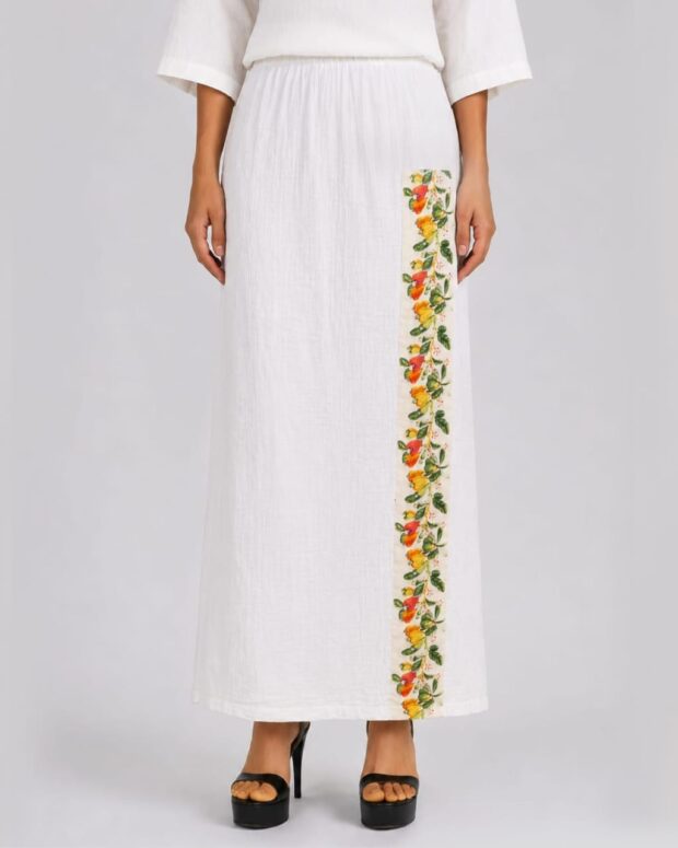 White Printed Maxi Skirt