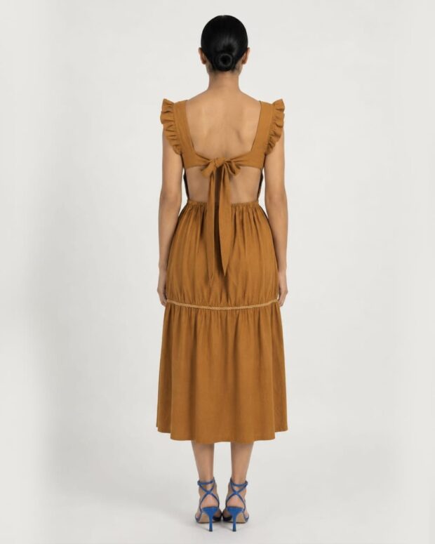 Alternative view of Brown Flutter Sleeve Dress