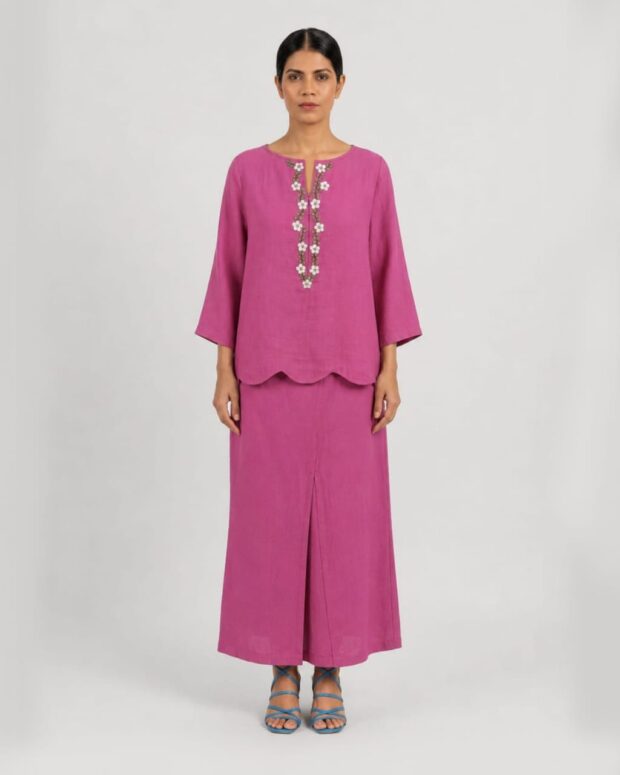 Fuchsia Embroidered Co-ord Set