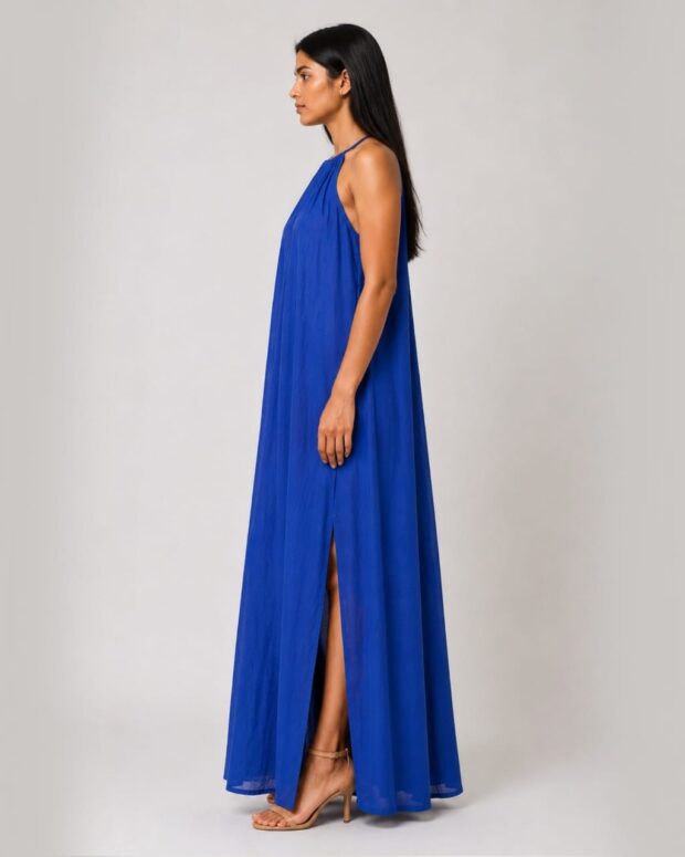 Alternative view of Blue Halter Maxi Dress