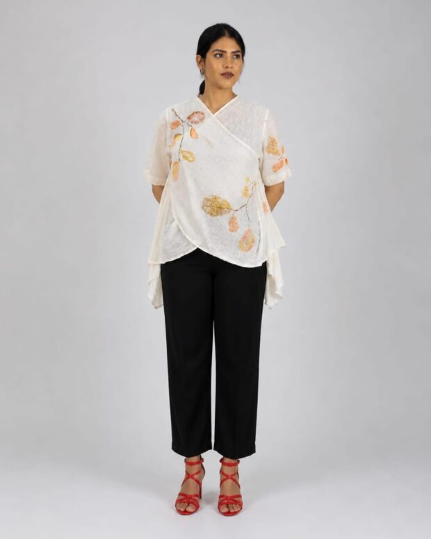 Printed Wrap-Style Top