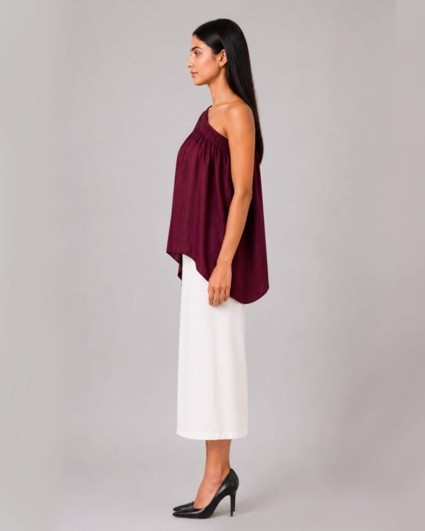 Alternative view of Soft Cotton One-Shoulder Top