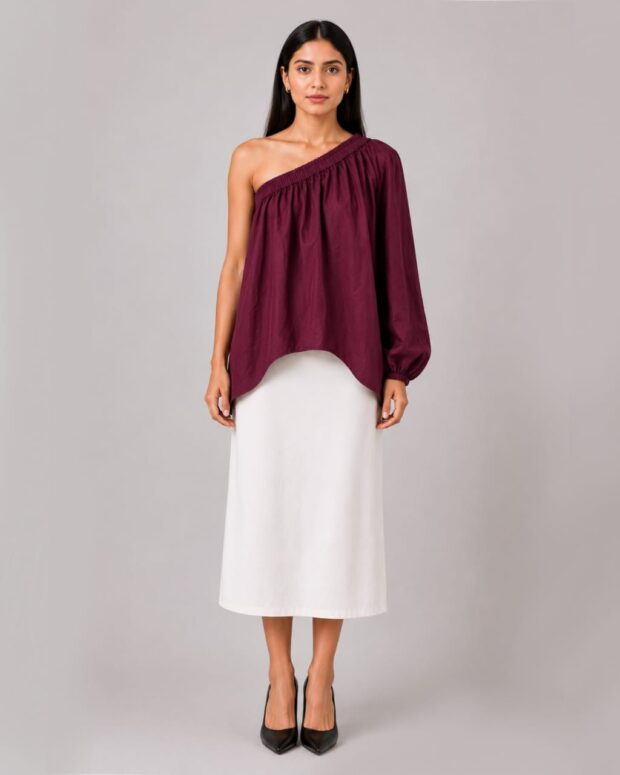 Soft Cotton One-Shoulder Top