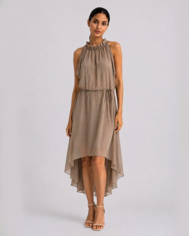Gathered halter dress