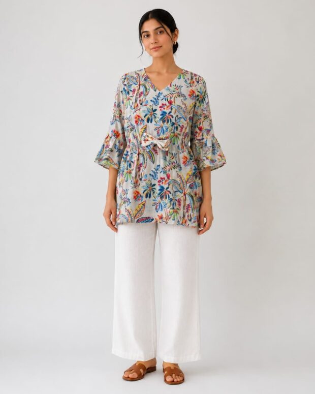 Lightweight floral printed tunic