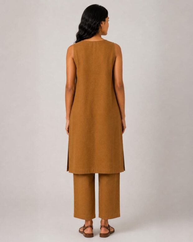 Alternative view of Minimal Sleeveless Linen Co-ord sets
