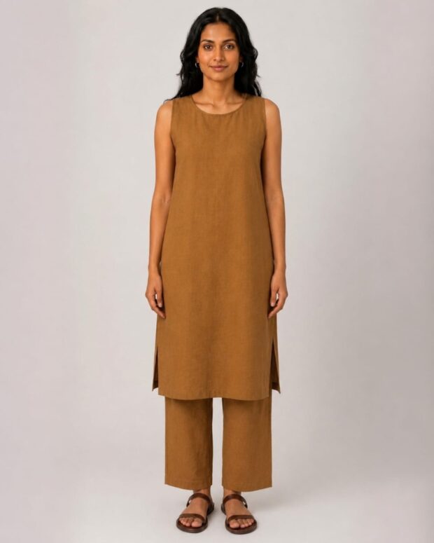 Minimal Sleeveless Linen Co-ord sets