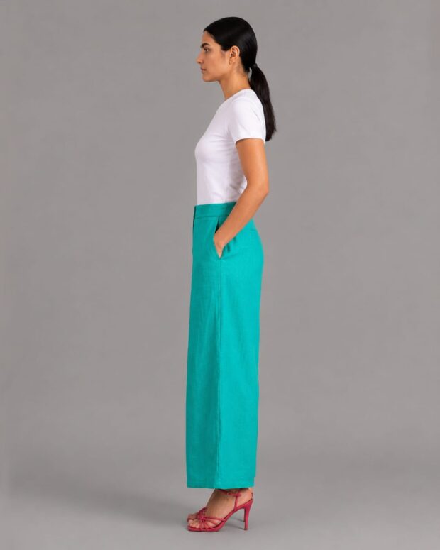 Alternative view of Turquoise Cotton Palazzo Pants