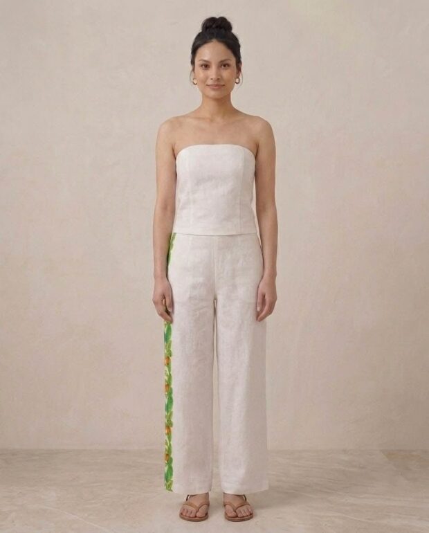 Wide-Leg Gauze Cotton Trousers