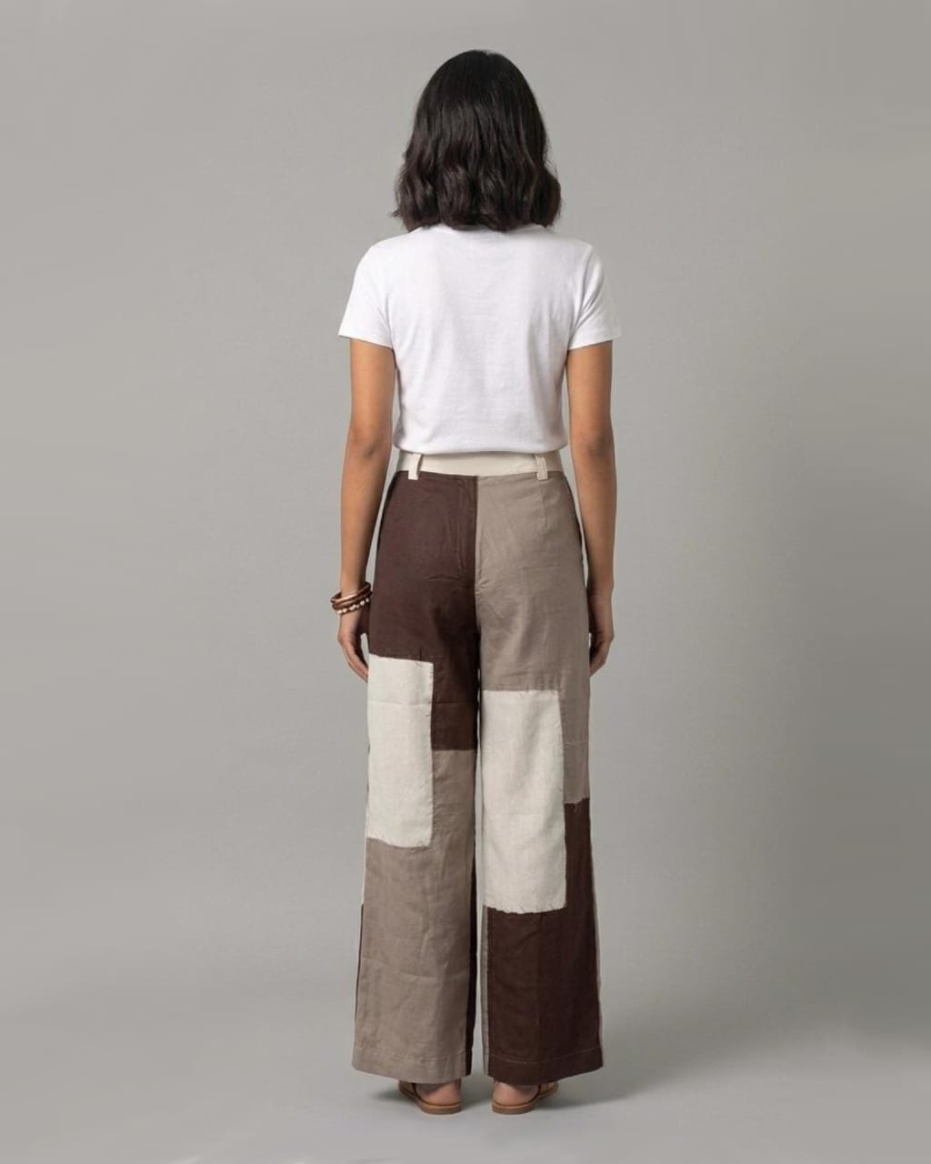 Color-Block Patchwork Wide-Leg Trousers - Image 3