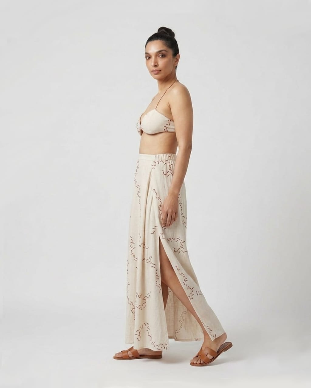 Printed Bralette with Printed Maxi Skirt - Image 3