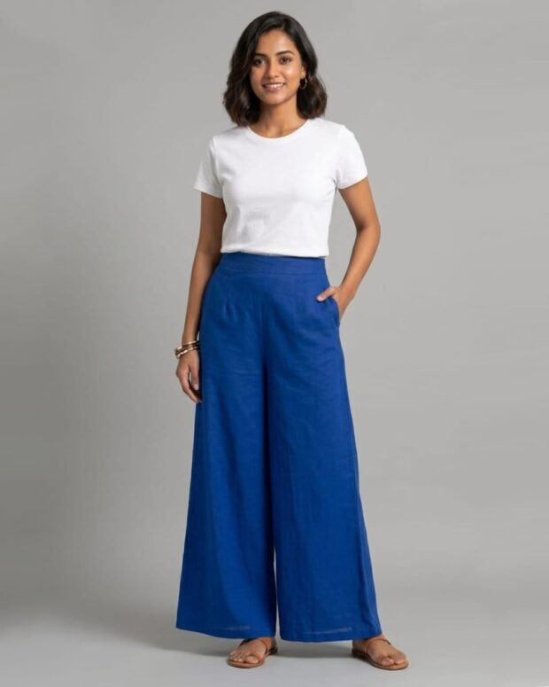 High-waisted wide-leg palazzo trousers