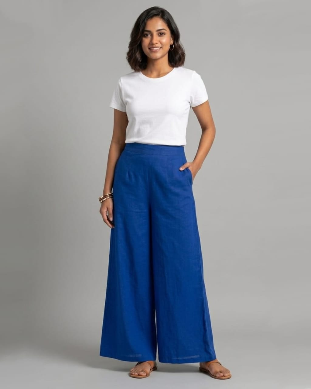 High-waisted wide-leg palazzo trousers