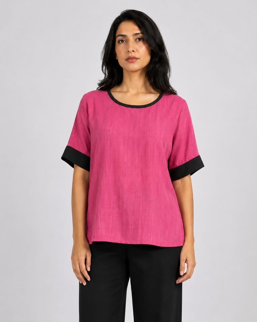 Pink Contrast Trim Top