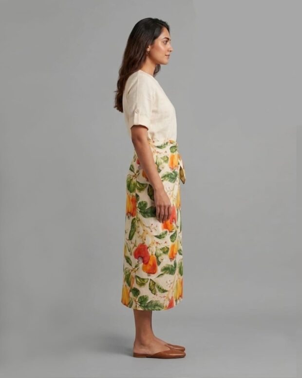 Alternative view of Printed wrap midi skirt