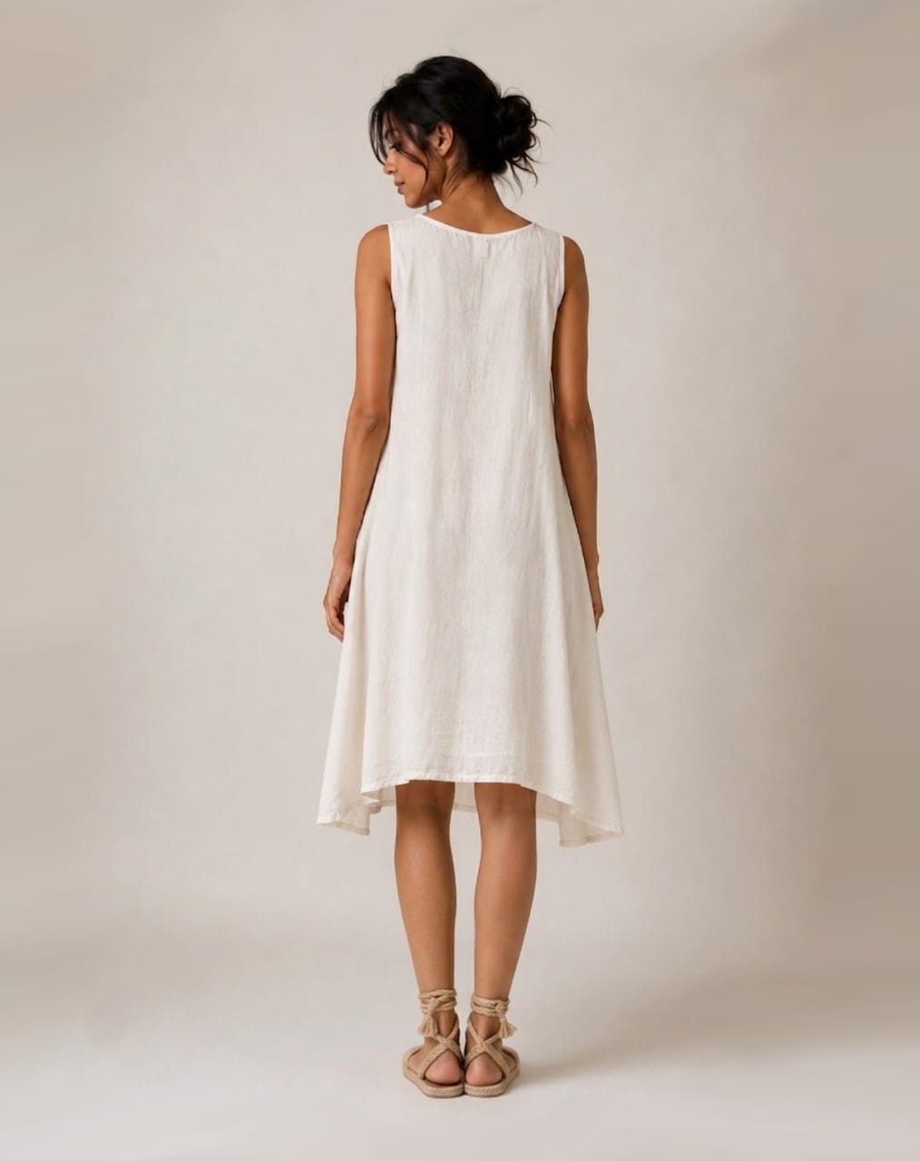 White Gathered Hem Dress - Image 2