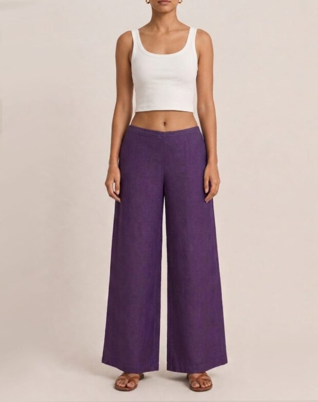 Purple Wide-Leg Trousers