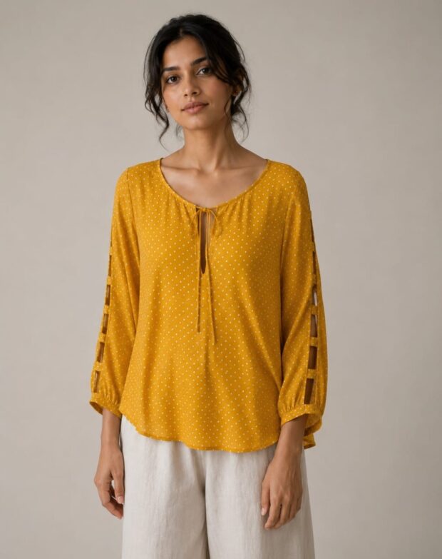 Mustard Printed Top