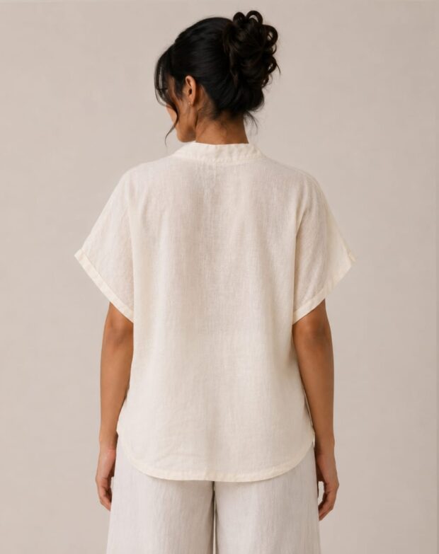 Alternative view of Ivory Relaxed V-Neck Top