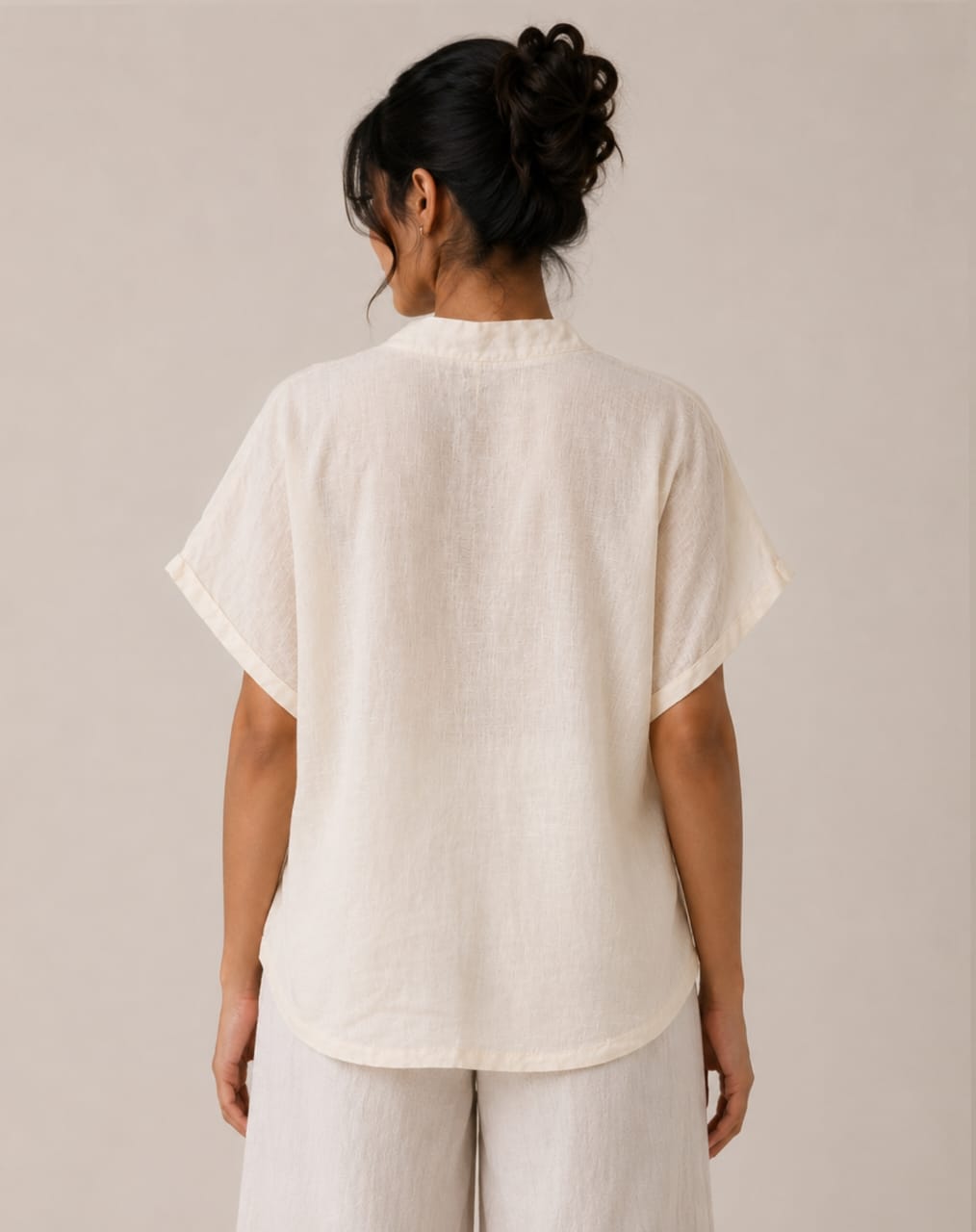 Ivory Relaxed V-Neck Top - Image 2