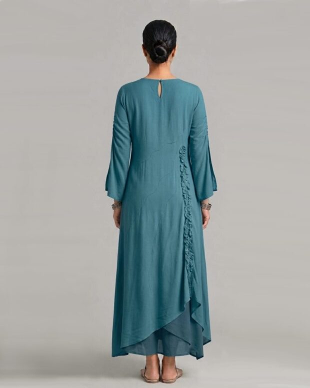Alternative view of Elegant teal asymmetrical dress