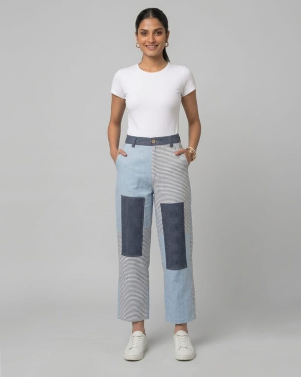 Patchwork Straight Pants