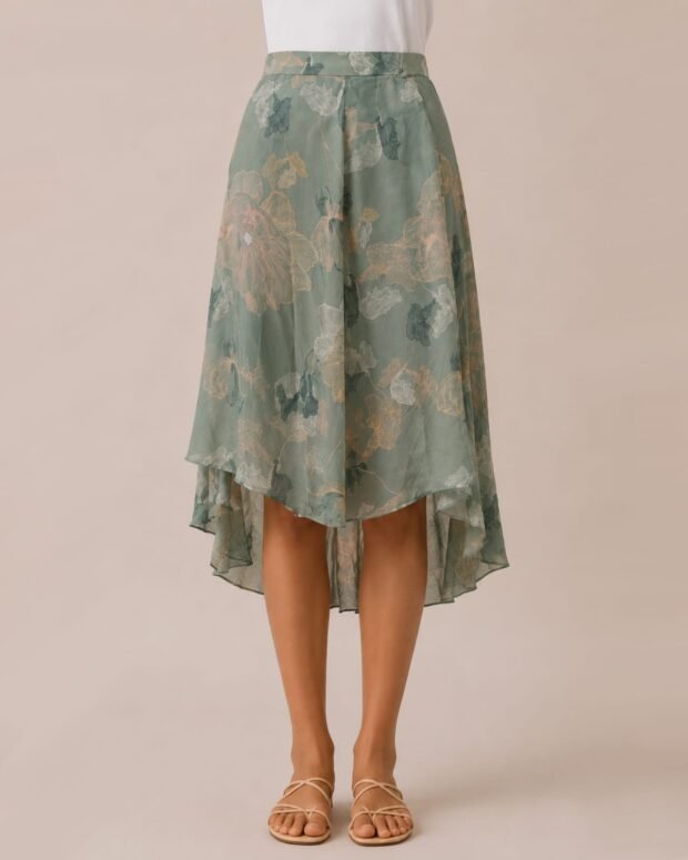 Floral High-Low Skirt