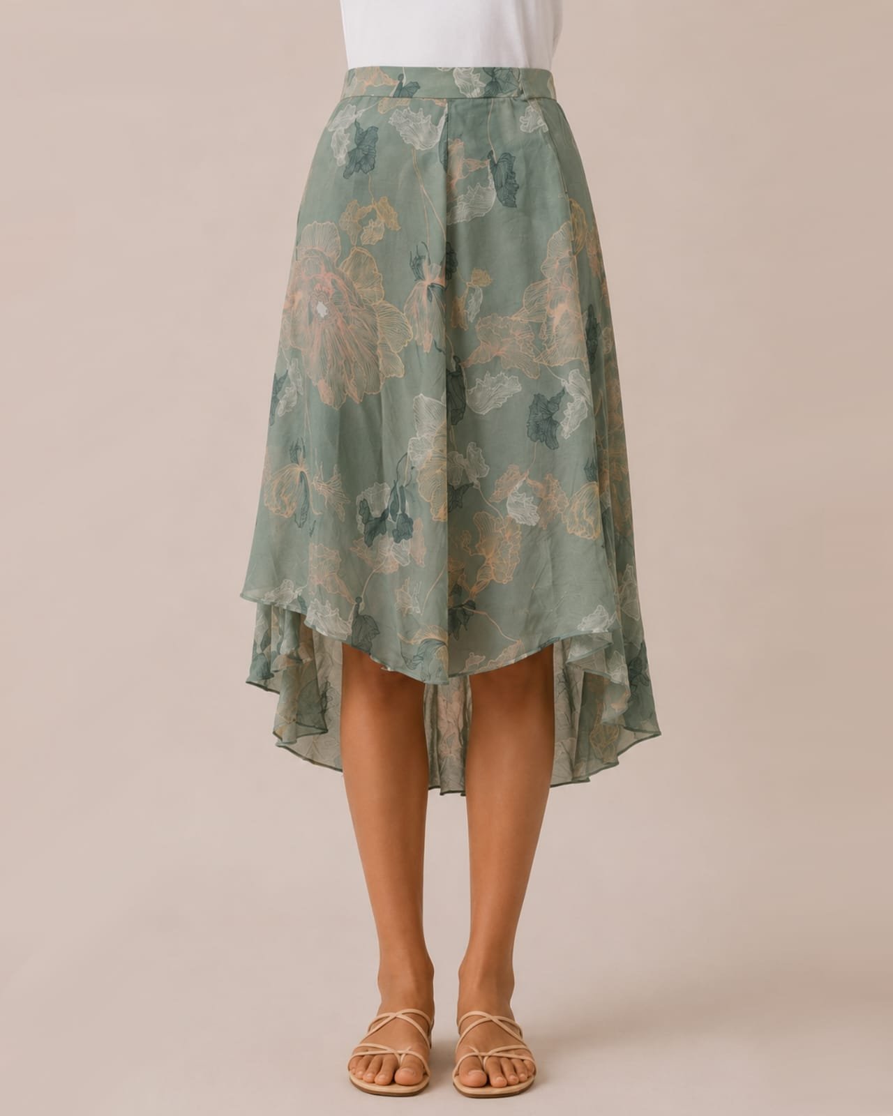 Floral High-Low Skirt